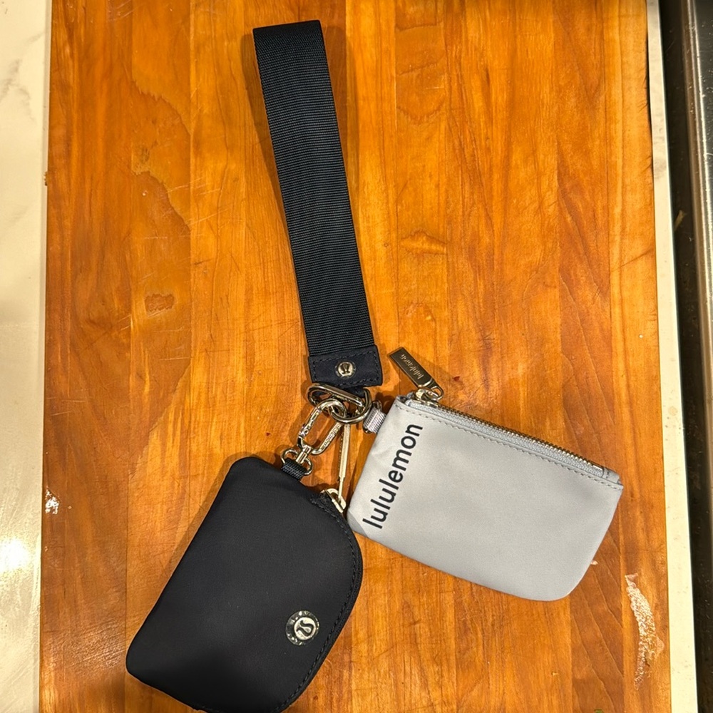 Navy and light blue lululemon dual pouch wristlet - brand new!